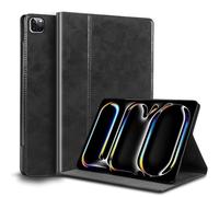 Gexmil Leather Case for iPad Pro 11 Inch (M5/M4) 2025/2024 with Adjustable Stand,Protective Shockproof Premium Leather Smart Folio Cover Auto Sleep/Wake Anti-slip, Black