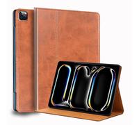 Gexmil Leather Case for iPad Pro 13 Inch (M5/M4) 2025/2024 with Adjustable Stand,Protective Shockproof Premium Leather Smart Folio Cover Auto Sleep/Wake Anti-slip, Brown