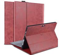 Gexmil Leather Case for Microsoft Surface Pro 8 13 Inch 2021,with Pencil Holder, Support Type Cover Keyboard,Magnetic Closure,Multi-Angle Portfolio Business Cover,Red