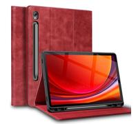 Gexmil Leather Case for Samsung Galaxy Tab S8/S7 11 Inch,Adjustable Stand,Auto Sleep/Wake,Anti-Slip,Anti-Fingerprint Model Number:T870/T875,Oil Wax Red