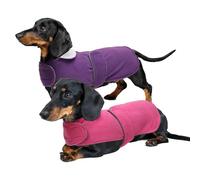 Geyecete 2 Pack dachshund coats Warm Thermal Quilted miniature dachshund clothes,Dog Winter Coat with Warm Fleece Lining,Outdoor Dog-S-Pink/Purple