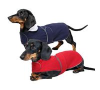 Geyecete 2 Pack dachshund coats Warm Thermal Quilted miniature dachshund clothes,Dog Winter Coat with Warm Fleece Lining,Outdoor Dog-S-Red/Blue