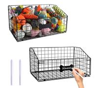 Geyecete 2 Pack Toy box for dogs large Dog Toy organizer Pet wire folding basket dog toy container dog toy box -Can be Personalized-Black