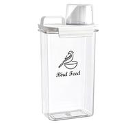 Geyecete bird seed storage container container Portable 2.5 Litre,Plastic,Clear Plastic Bird Food Jar-with Measuring Cup BPA-Free-White