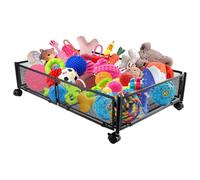 Geyecete carbon steel Dog Toy box Storage Mobile bedroom bed bottom storage rack Foldable multifunctional dog toy storage with Dog bone card insertion