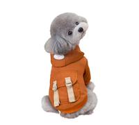 Geyecete chihuahua pomeranian clothes Waterproof Dog Winter Jacket with Harness Built in happy hoodie with Legs,Pet Snowsuit with Fleece-Brown-M