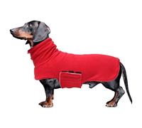 Geyecete Dachshund Coat,Dachshund Winter Coat,dachshund jumper Miniature dachshund fleece Warm Windproof,sausage High Neckine String Holes-Red-L