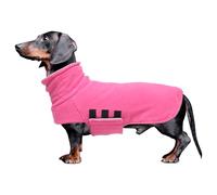 Geyecete Dachshund Coat,Dachshund Winter Coat,dachshund jumper Miniature dachshund fleece Warm Windproof,sausage High Neckine String Holes-Pink-M