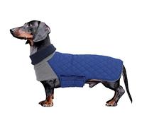 Geyecete Dachshund Coat,Dachshund Winter Coat,Warm Waterproof Windproof,High Neckine String Holes Miniature Dachshund jacket-Blue-XS