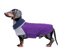 Geyecete Dachshund Coat,Dachshund Winter Coat,Warm Waterproof Windproof,High Neckine String Holes Miniature Dachshund jacket-Purple-M