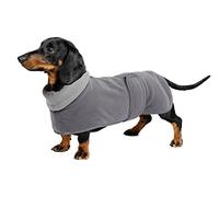 Geyecete dachshund coat with Warm Thermal Quilted, Dog miniature dachshund coats with Warm Fleece Lining, Outdoor Dog Apparel with Adjustable Bands-Gray-S