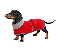 Geyecete dachshund coat with Warm Thermal Quilted, Dog miniature dachshund coats with Warm Fleece Lining, Outdoor Dog Apparel with Adjustable Bands-Red-S