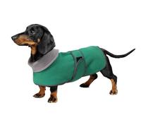 Geyecete dachshund coat with Warm Thermal Quilted, Dog miniature dachshund coats with Warm Fleece Lining, Outdoor Dog Apparel with Adjustable Bands-Green-XS