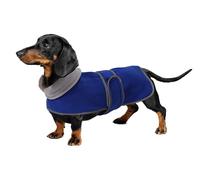 Geyecete dachshund coat with Warm Thermal Quilted, Dog miniature dachshund coats with Warm Fleece Lining, Outdoor Dog Apparel with Adjustable Bands-Blue-L