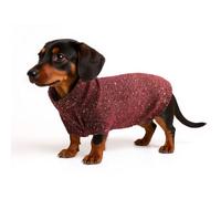 Geyecete Dachshund Sweater Small Dog Pullover Coat,Mini dachshund knitted jumper Wiener dog clothes Cold Weather Thermal Puppy Jacket-Red-XL