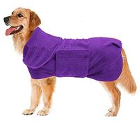 Geyecete Dog Drying Coat - Absorbent Robe, Fast Drying, Super Absorbent, Microfibre, Purple, XL