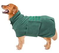 Geyecete dog drying coat Bathrobe Towel Dog Drying Coat-Dry Fast Dog Bag-Pineapple grid Fast Drying Super Absorbent Pet Dog Cat Bath Robe Towel-Green-M