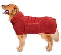 Geyecete dog drying coat Bathrobe Towel Dog Drying Coat-Dry Fast Dog Bag-Pineapple grid Fast Drying Super Absorbent Pet Dog Cat Bath Robe Towel-Red-3XL