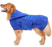 Geyecete dog drying coat with Hood for After Bath Bathrobe Towel Dog Drying Coat for Wet Walking in Rain/Snow-Dry Fast Dog Bag-Pineapple grid Fast Drying-Blue-3XL