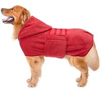 Geyecete dog drying coat with Hood for After Bath Bathrobe Towel Dog Drying Coat for Wet Walking in Rain/Snow-Dry Fast Dog Bag-Pineapple grid Fast Drying-Red-M