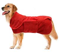 Geyecete Dog Drying Coats-dog towels absorbent robe Dry Fast Dog Bag-Dog Bathrobe Towel-Microfibre Fast Drying Super Absorbent Pet Dog Cat Bath Robe Towel-Red-S-new