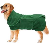 Geyecete Dog Drying Coats-dog towels absorbent robe Dry Fast Dog Bag-Dog Bathrobe Towel-Microfibre Fast Drying Super Absorbent Pet Dog Cat Bath Robe Towel-Green-M