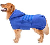 Geyecete Dog Drying Coats With Hood-dog towels absorbent robe Dry Fast Dog Bag-Dog Bathrobe Towel-Microfibre Fast Drying Super Absorbent-Blue-XXL