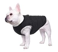 Geyecete Dog french bulldog clothes Dog Cotton Padded Coat Thick Zipper Pet Clothing French Bulldog Pug Dog Clothes Vest Winter Warm Clothing-Black-XL