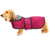 Geyecete Dog Jacket Adjustable Lightweight Dachshund Raincoat with Reflective Straps and Harness Hole Best Gift for Dachshund -Pink -M