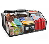 Geyecete Dog Treat Container dog treat station trapezoid Iron art dog treat jar dog food container folding with Compartment pet food storage container