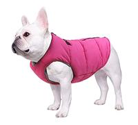 Geyecete French Bulldog & Pug Coat: Cotton Padded, Thick, Zippered Pet Clothing - Size Specific (Pink, L) - Warm Winter Vest