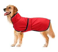 Geyecete Reflective Parka 300D Dog Coat, Waterproof Dog Jacket for Small Medium Large Dogs with Harness Hole-Red-S
