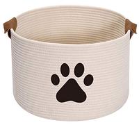 Geyecete Round Dog dog toy basket storage weave Rope Storage Basket Pet/Doy Toy Box Dog Storage Basket-Beige