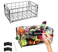 Geyecete Set of 2 carbon steel Dog Toy box Storage Scrollable Basket large dog toy basket Foldable multifunctional dog toy storage with Dog bone card