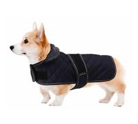 Geyecete Warm Thermal Quilted Corgi Coat mini Dog Winter Coat with Warm Fleece Lining, Outdoor Dog Apparel with Adjustable Bands for Small-Navy-S