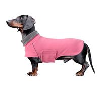 Geyecete Warm Thermal Quilted Dachshund Coat,Double sided wear Dog Winter Coat with adjustable high collar,Outdoor Dog Apparel for Small,Medium,Large Dog-Pink-S