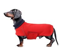 Geyecete Warm Thermal Quilted Dachshund Coat,Double sided wear Dog Winter Coat with adjustable high collar,Outdoor Dog Apparel for Small,Medium,Large Dog-Red-XL