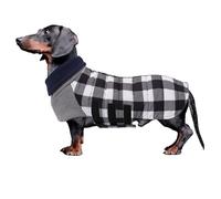Geyecete Warm Thermal Quilted Dachshund Coat,High Neckine String Holes Dachshund jacketOutdoor Dog Apparel with Adjustable Bands-Black-XS
