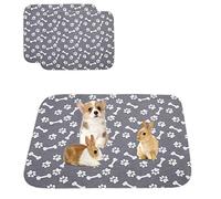 Geyecete washable small dog puppy pads Waterproof Whelping Pads, Reusable Dog training pads,Premium Travel Puppy Pads Rabbit Pad(2pack)-Gray-L