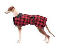 Geyecete Waterproof Greyhound Whippet Lurcher Coat - Warm Fleecy Lining Inside Outdoor Apparel With Adjustable Bands for Medium, Large Dogs - Red - M