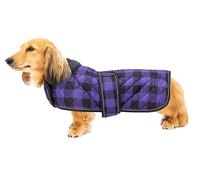Geyecete Waterproof Warm Thermal Quilted Dachshund Coat with warm fleecy lining inside,Outdoor Dog Apparel with Adjustable Bands for Small,Medium Dog-Purple-XS