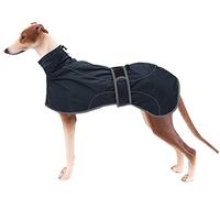 Geyecete - Waterproof Winter Coat for Greyhound, Dog Sweater with Warm Fleece, Adjustable Jacket with Harness Hole, for Medium and Large Dogs, Yacht, Galgo, Whippet, Lucher-Navy Blue-S