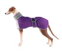 Geyecete whippet coat high collar greyhound coat Dog Winter Coat with Warm Fleece Lining, Reflective Fabric Outdoor Dog Apparel-Purple-L