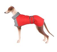 Geyecete whippet coat high collar greyhound coat Dog Winter Coat with Warm Fleece Lining, Reflective Fabric Outdoor Dog Apparel with Adjustable Bands Premium-Red-2XL