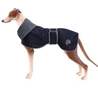 Geyecete Winter Coat for Greyhound - Raincoat With Lamb Velvet Inside, Outdoor Apparel With Adjustable Bands for Medium, Large Dogs - Navy-S