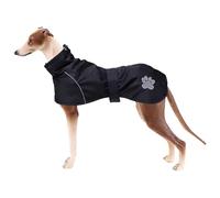 Geyecete Winter Warm Jacket Waterproof Greyhound Dog Winter Coat with Warm Lamb wool Lining, Outdoor Dog Apparel with Adjustable Bands-Black-L