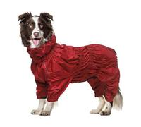 Geyecete1/2 Leg Trouser Suit，Dog Raincoat with high Waterproof for Dogs Reflective Four-Leg rain Gear Jumpsuit for Puppies Small Medium pet-Red-L