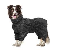 Geyecete1/2 Leg Trouser Suit,Dog Raincoat with high Waterproof for Dogs Reflective Four-Leg rain Gear Jumpsuit for pet-Black-3XL
