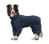 Geyecete1/2 Leg Trouser Suit，Dog Raincoat with high Waterproof for Dogs Reflective Four-Leg rain Gear Jumpsuit for Puppies Small Medium pet-Navy-S