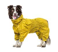 Geyecete1/2 Leg Trouser Suit，Dog Raincoat with high Waterproof for Dogs Reflective Four-Leg rain Gear Jumpsuit for Puppies Small Medium pet-Yellow-XL